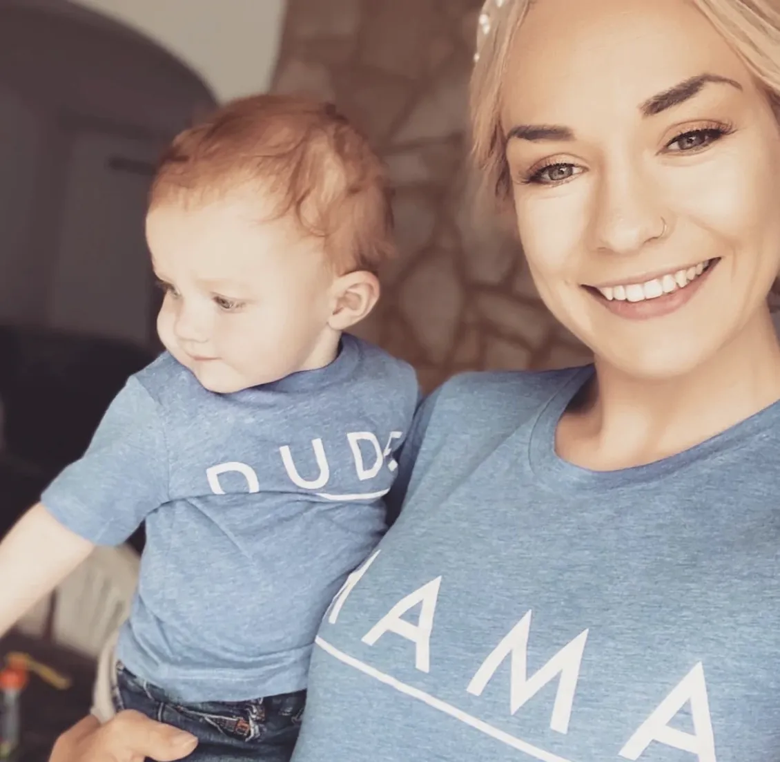 Dude & Mini Matchy Tee | Blue