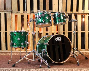 DW Collector's Maple Mahogany Green Glass Drum Set - 20,10,12,14 - SO#1374886