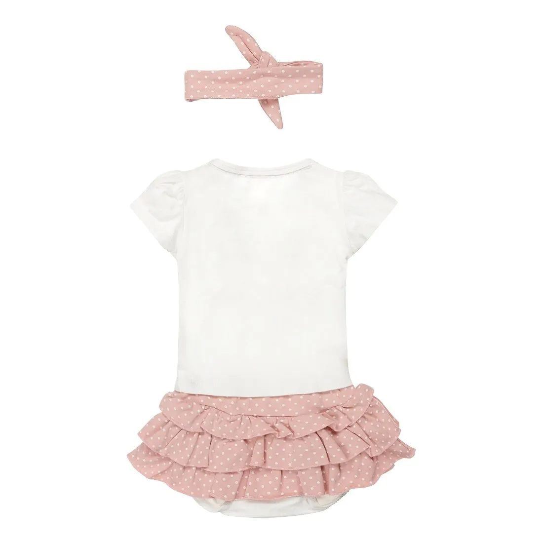 Girls baby set T-shirt & skirt off-white pink rabbit | Dirkje