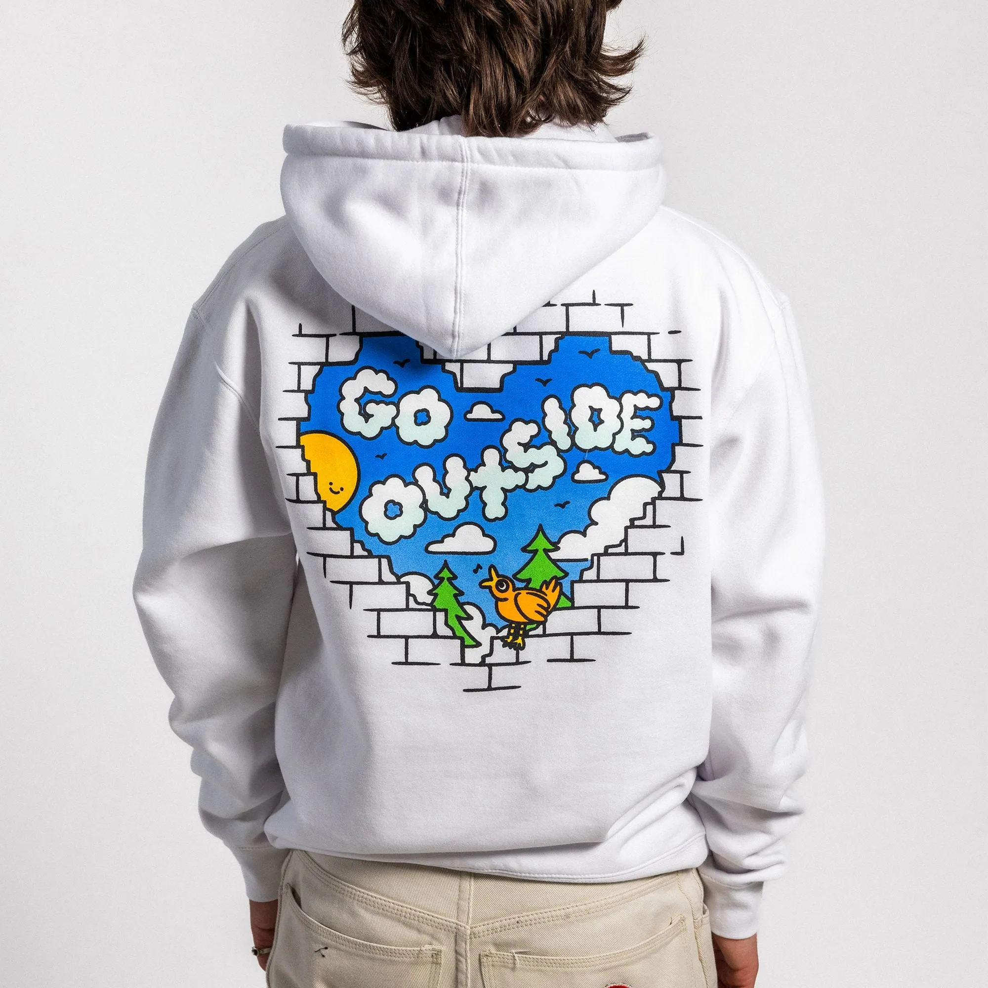 Go Outside White Hoodie