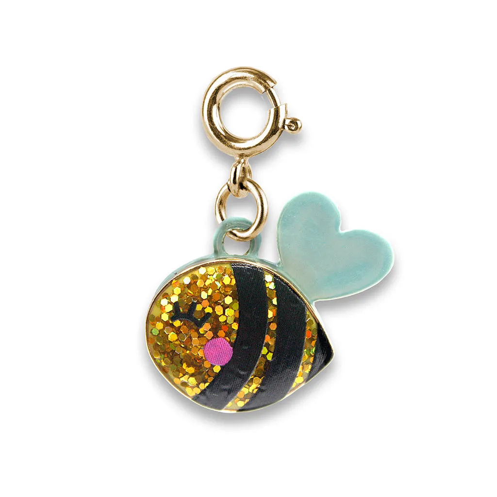 Gold Glitter Bee Charm