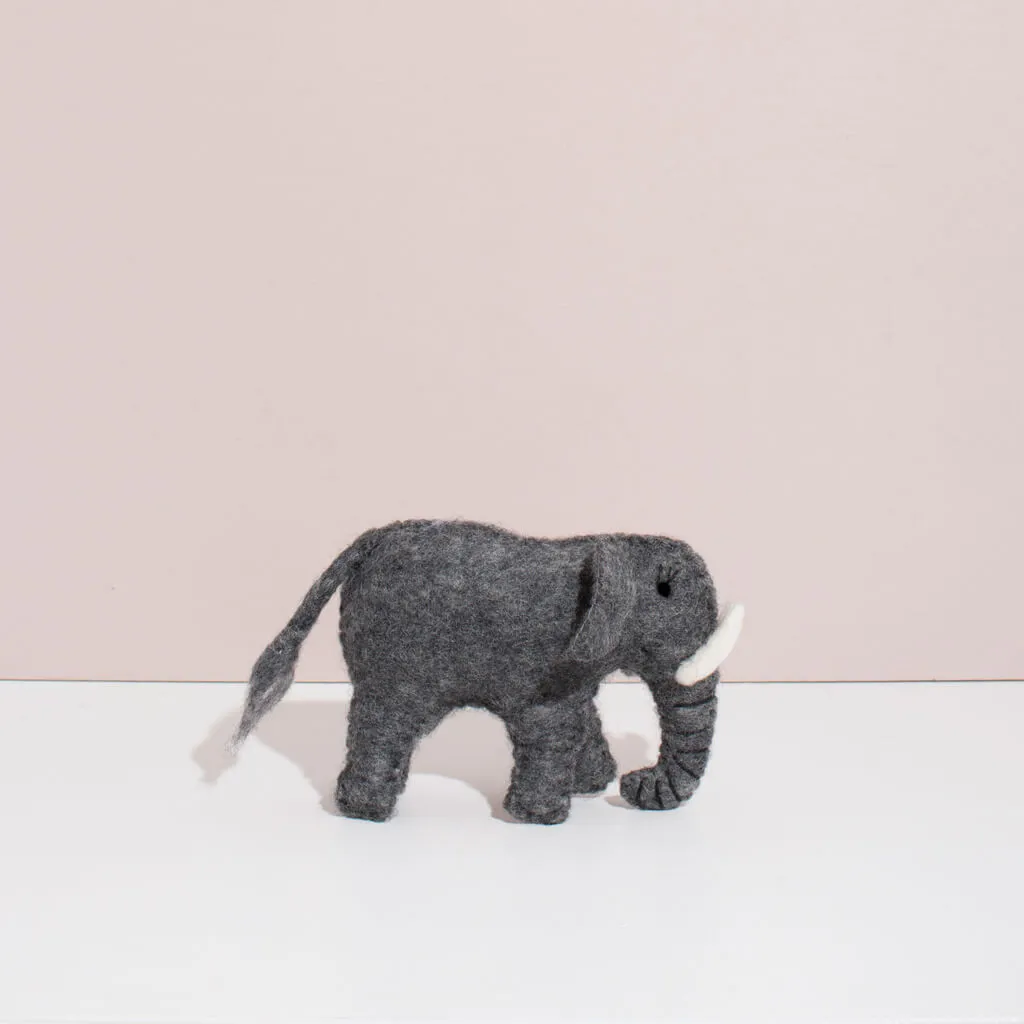 Hand Felted Elephant Duo