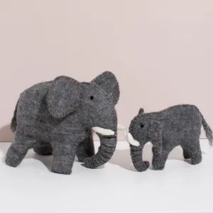 Hand Felted Elephant Duo