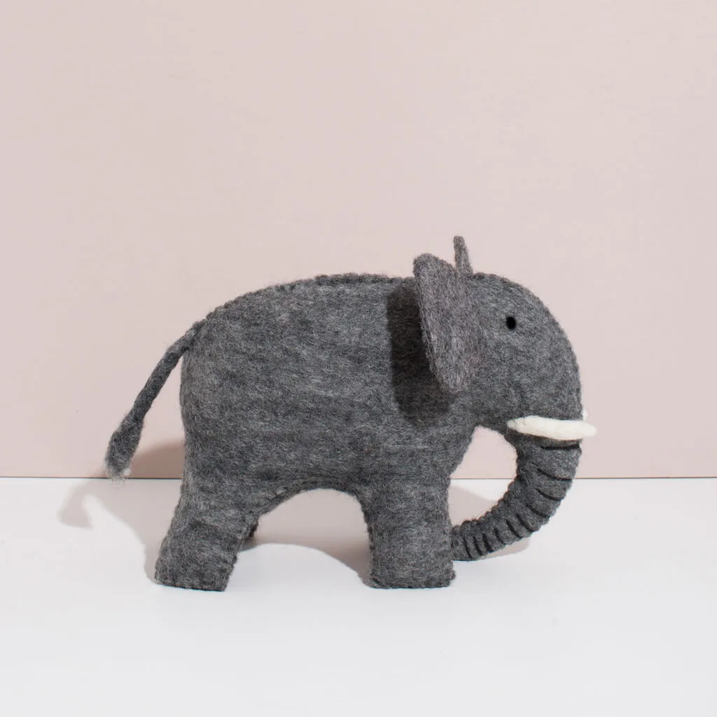 Hand Felted Elephant Duo