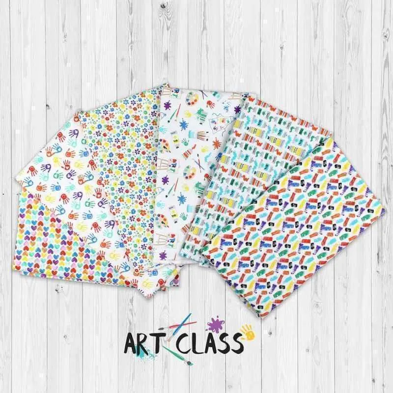 Hearts, Paints, Art Class 6Pc Yard Cut Bundle, Cotton