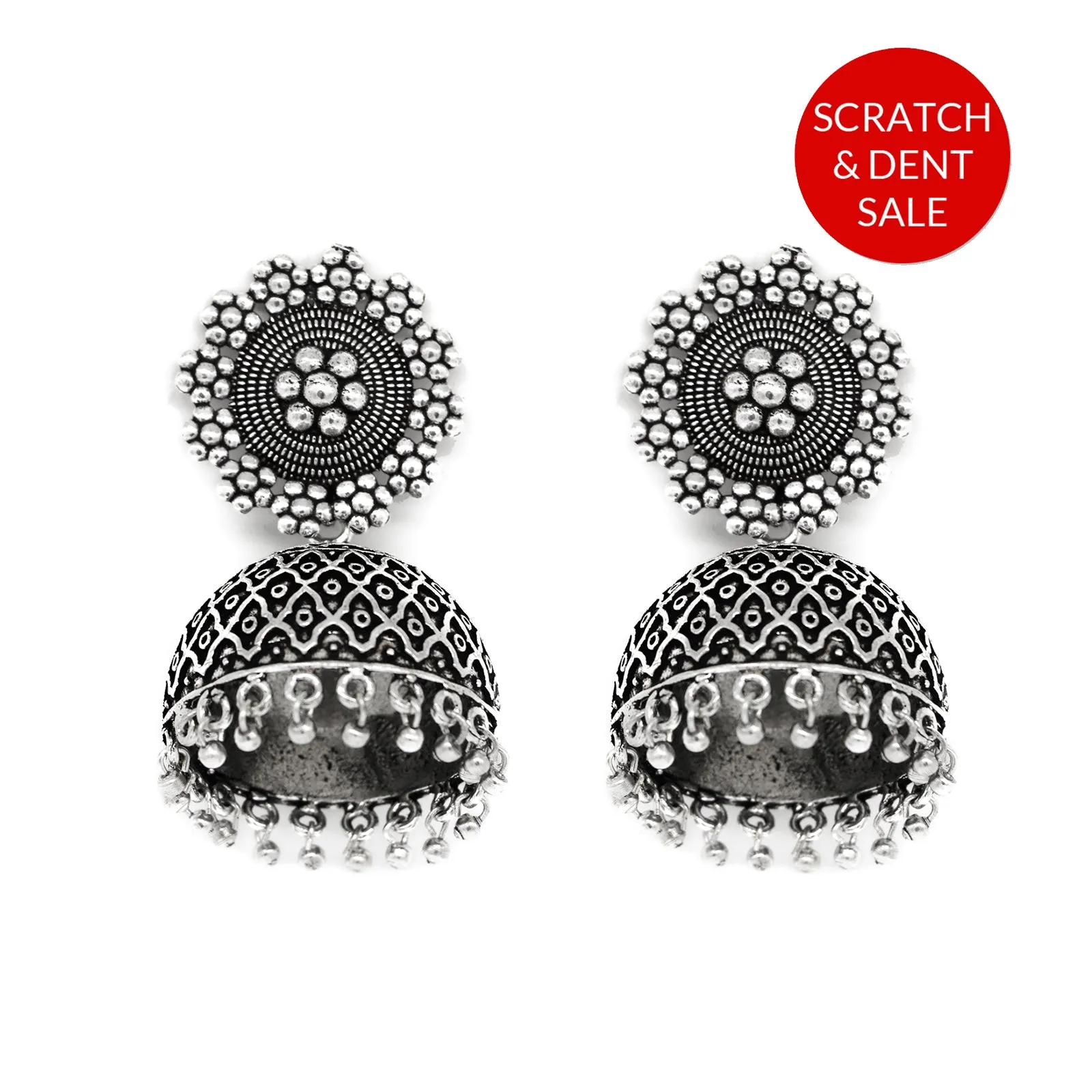 Ishani Silver Oxidized Jhumki - Scratch & Dent 1