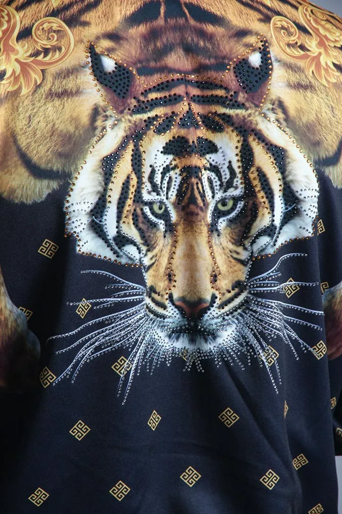 Jeweled Tiger King Zip Up Track Jacket