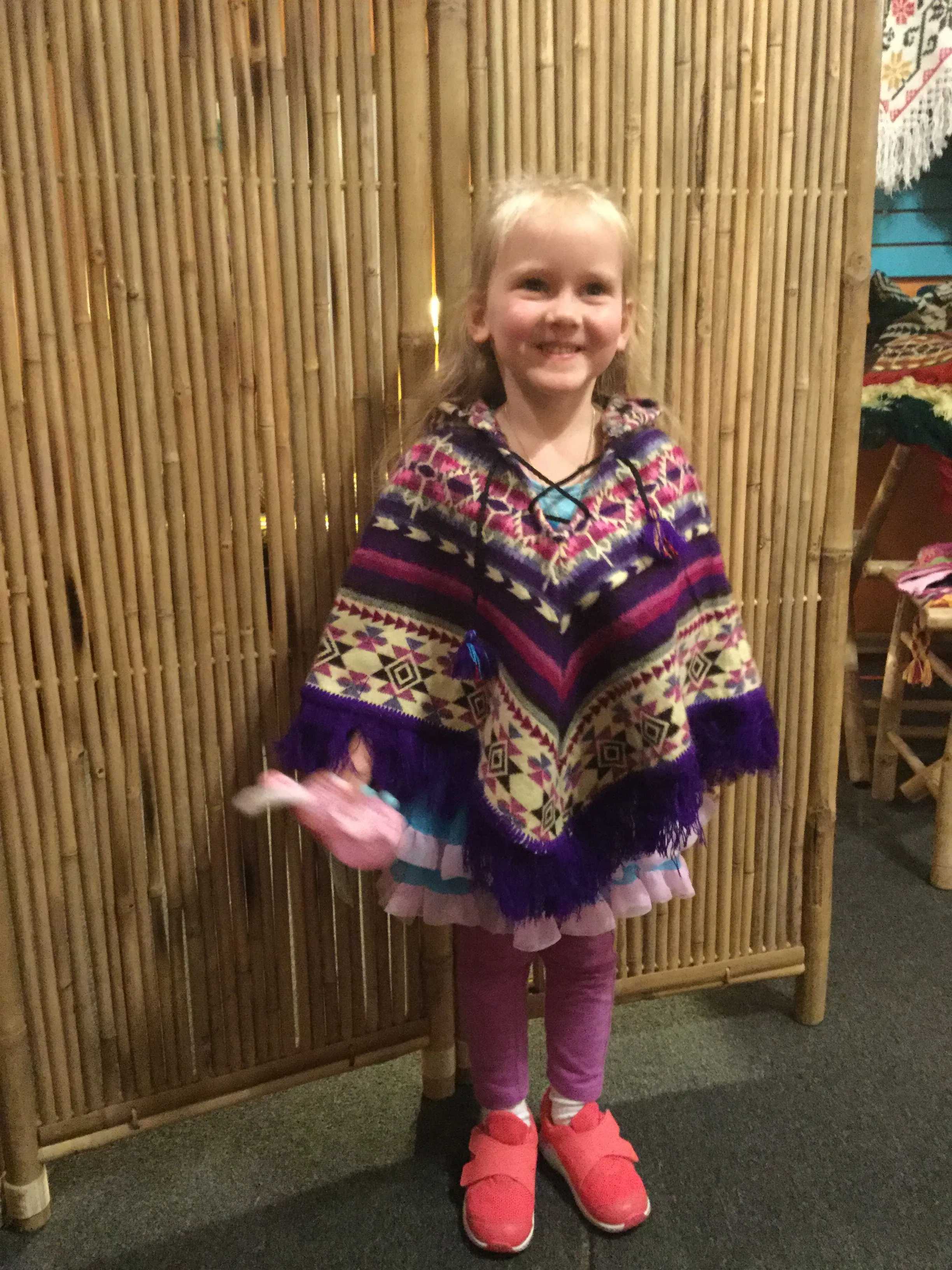 Kids' Alpaca Poncho with Fringe