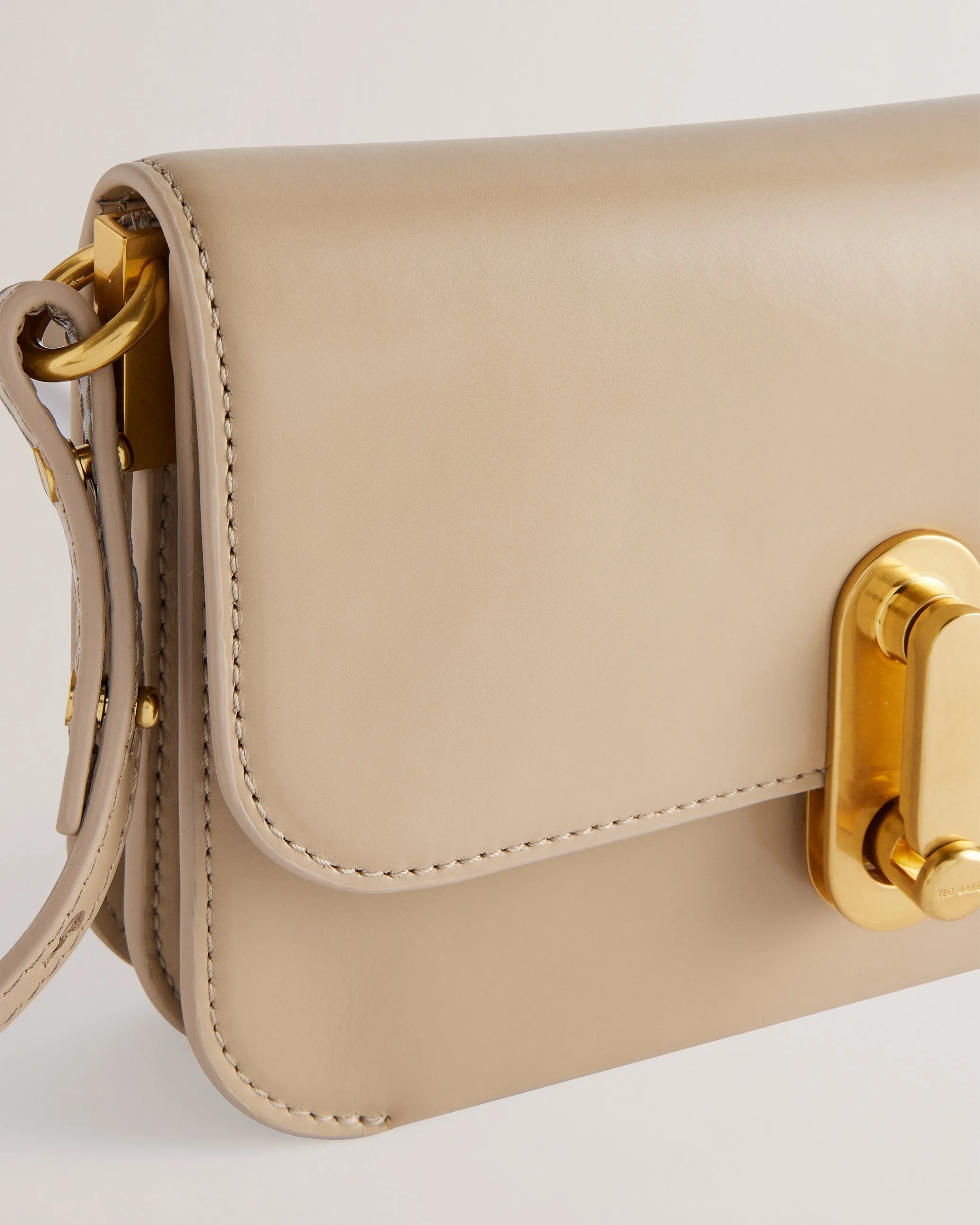 Kkaysa Polished Small Leather Crossbody Bag Taupe