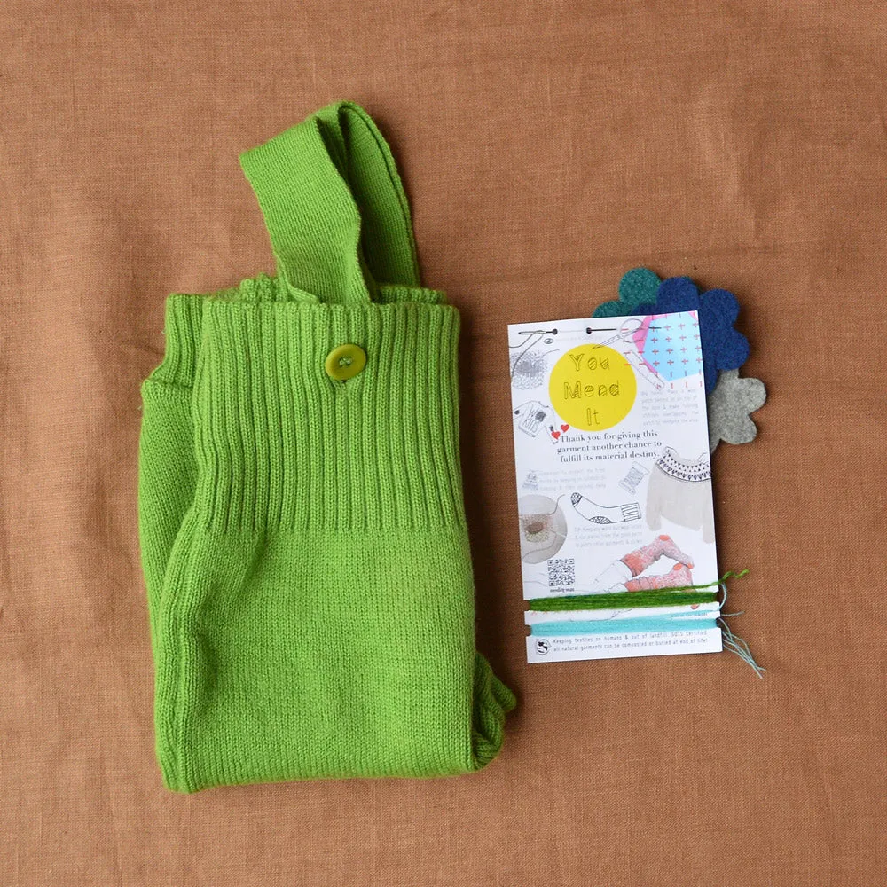 Knitted Dungarees in Organic Merino Wool - Green (3-6m) *PRE-LOVED/YOU MEND IT!