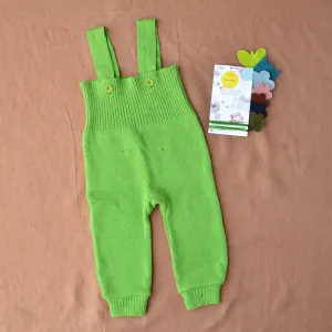 *Knitted Dungarees in Organic Merino Wool - Green (6-12m) *PRE-LOVED/YOU MEND IT!