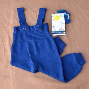 Knitted Dungarees in Organic Merino Wool - NAVY (12-24m) *PRE-LOVED/YOU MEND IT!