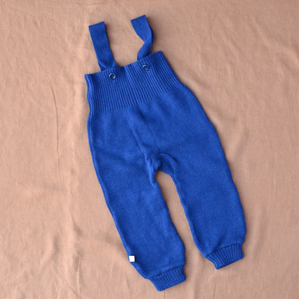 Knitted Dungarees in Organic Merino Wool - NAVY (12-24m) *PRE-LOVED/YOU MEND IT!