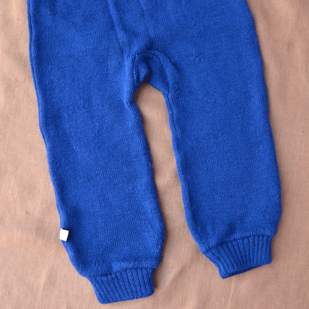 Knitted Dungarees in Organic Merino Wool - NAVY (12-24m) *PRE-LOVED/YOU MEND IT!