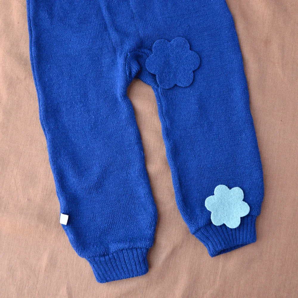 Knitted Dungarees in Organic Merino Wool - NAVY (12-24m) *PRE-LOVED/YOU MEND IT!