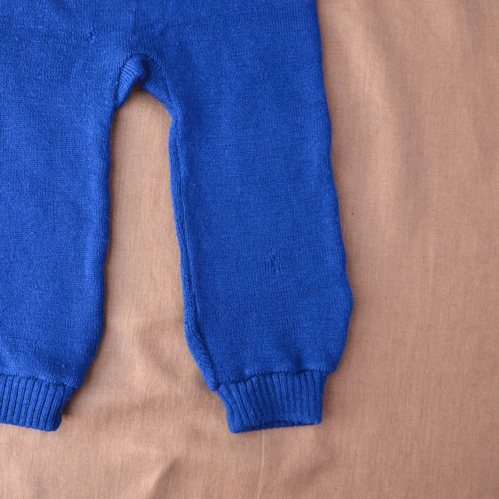 Knitted Dungarees in Organic Merino Wool - NAVY (12-24m) *PRE-LOVED/YOU MEND IT!