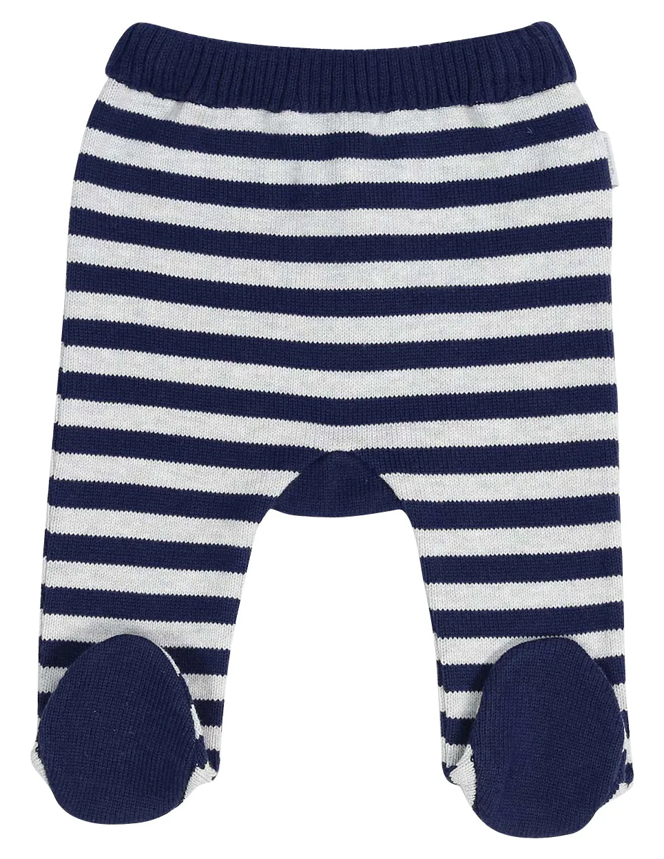 Korango Baa Baa White Sheep Stripe Knit Legging - Grey/Navy Stripe