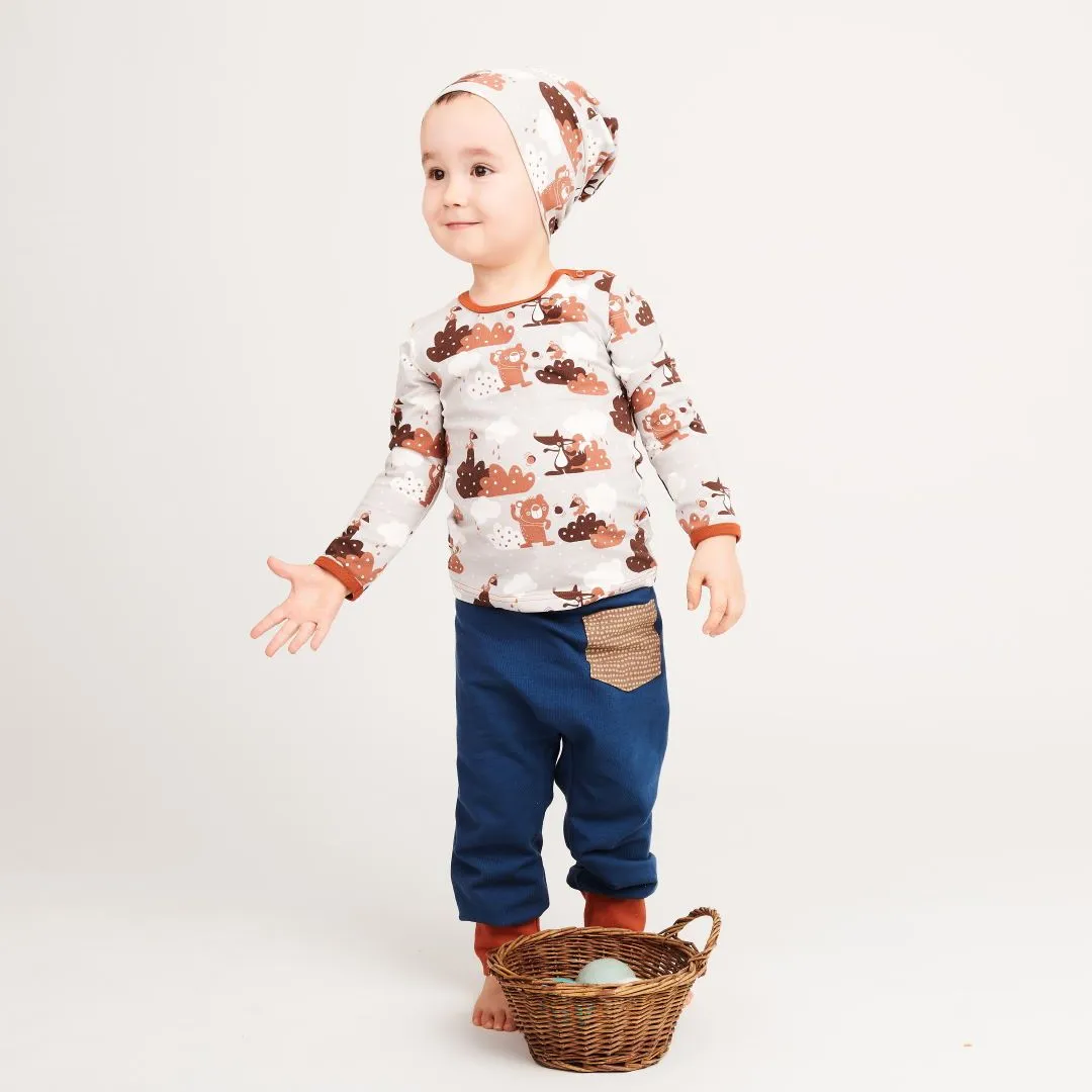 Long-sleeve baby top "Yo-yo/Rust"