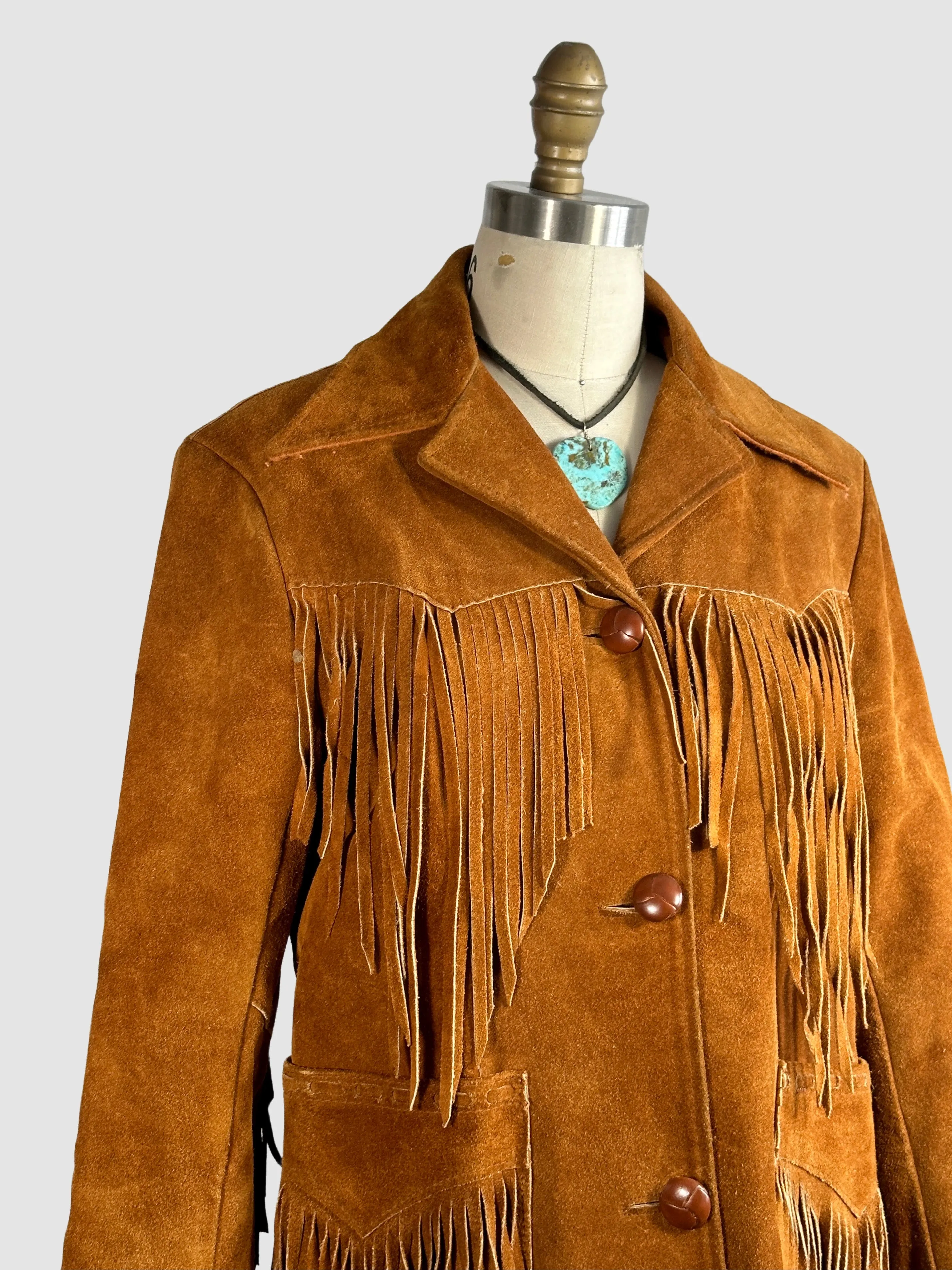 70s-Inspired MS Pioneer Suede Fringe Jacket - Size Small