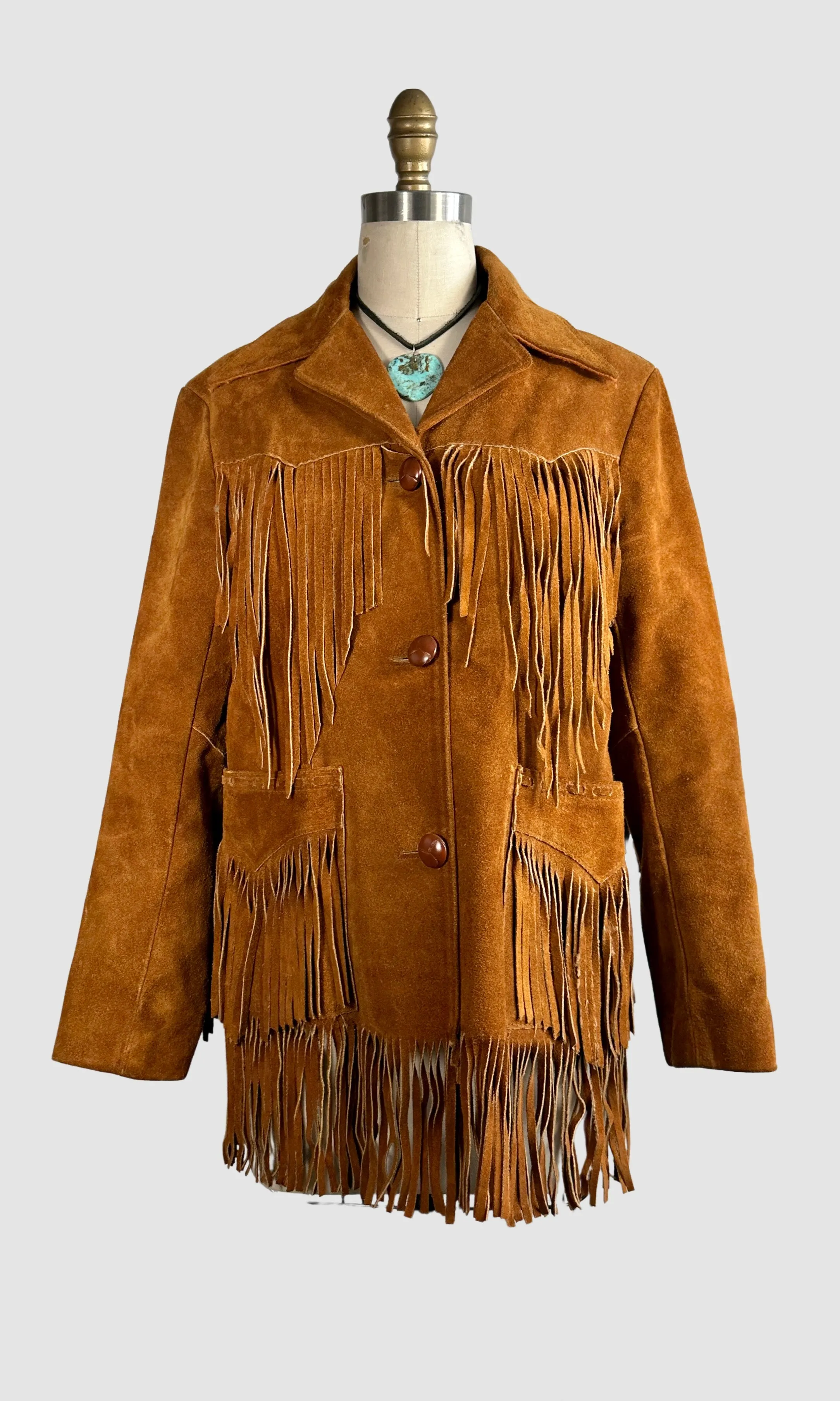 70s-Inspired MS Pioneer Suede Fringe Jacket - Size Small