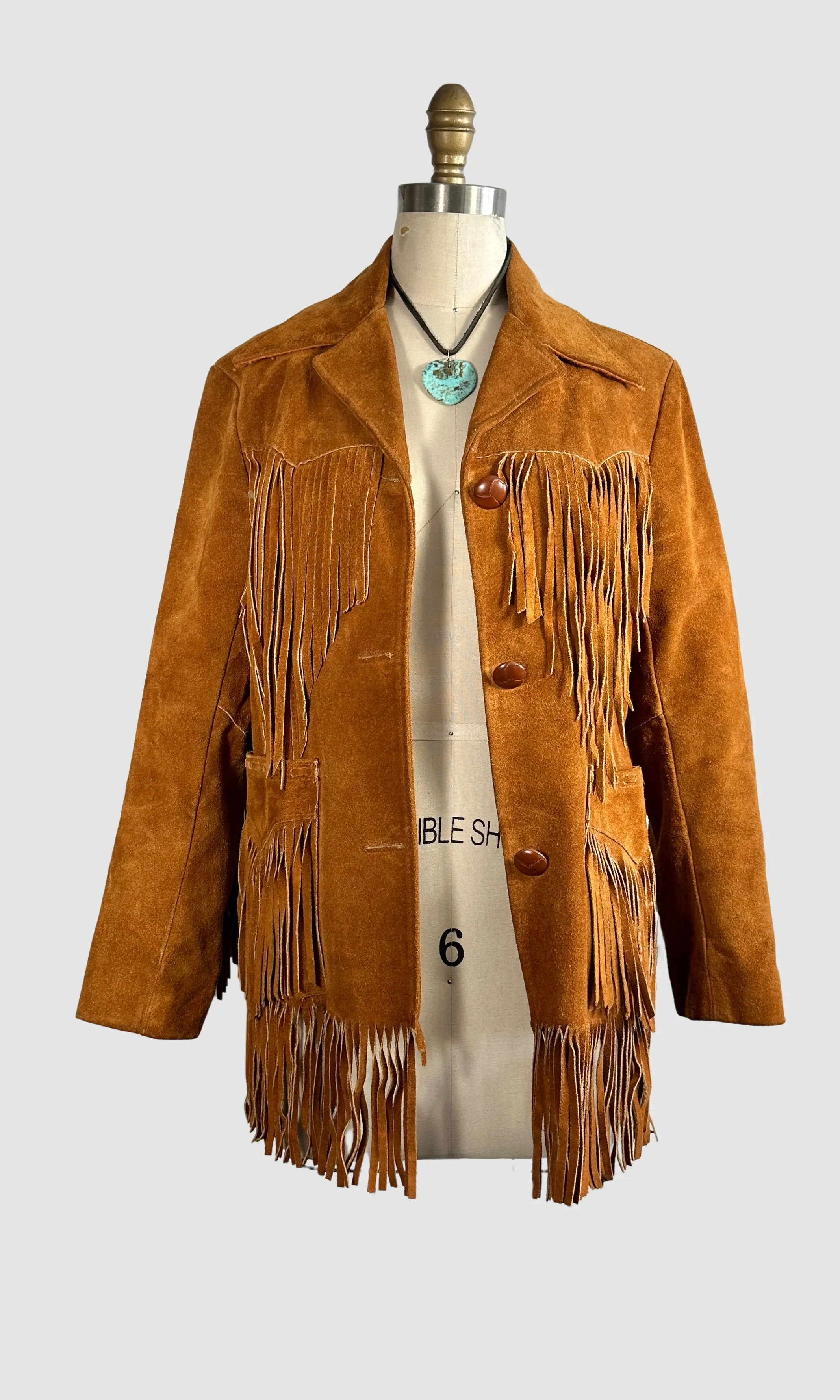 70s-Inspired MS Pioneer Suede Fringe Jacket - Size Small