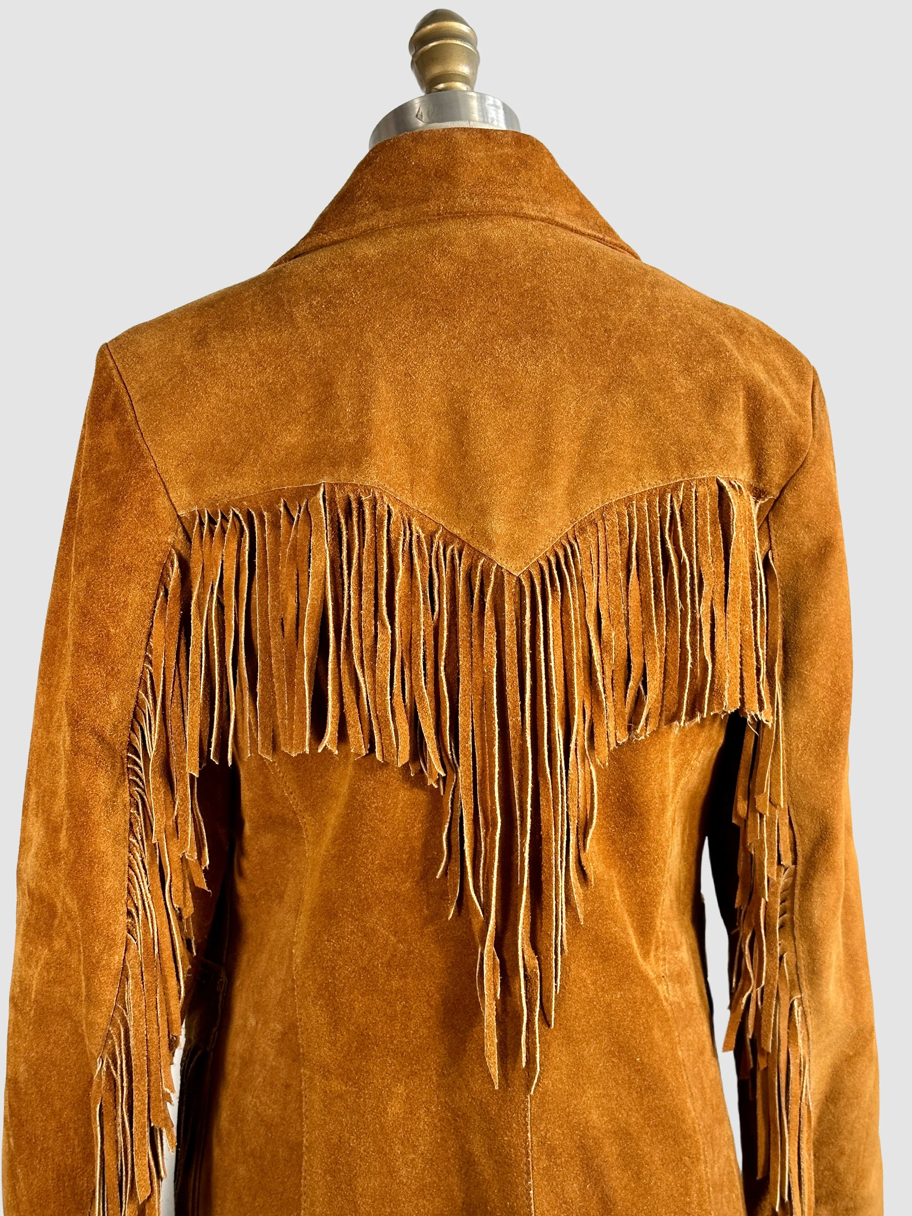 70s-Inspired MS Pioneer Suede Fringe Jacket - Size Small