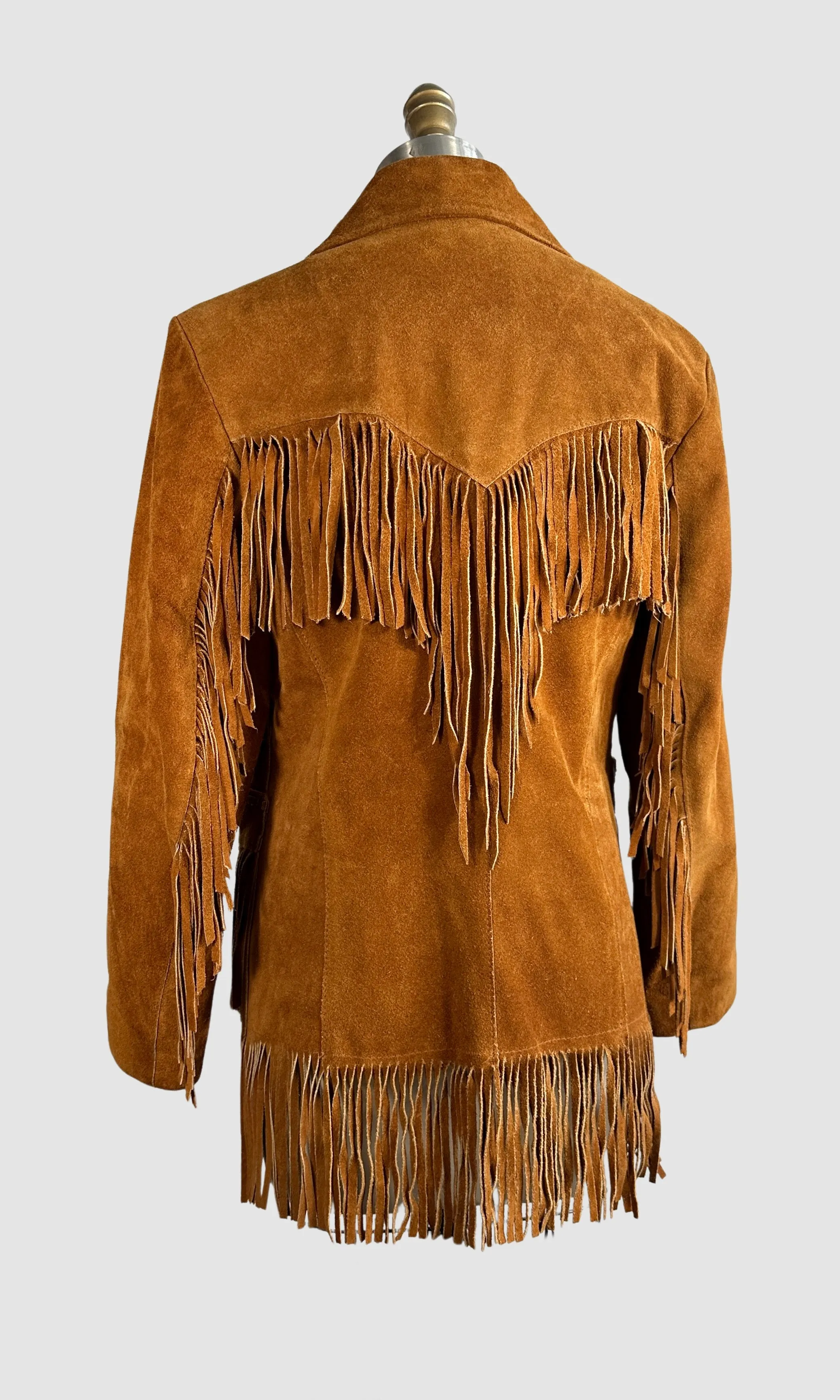 70s-Inspired MS Pioneer Suede Fringe Jacket - Size Small