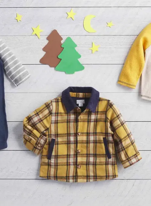 Mudpie Mustard Plaid Toddler Shacket