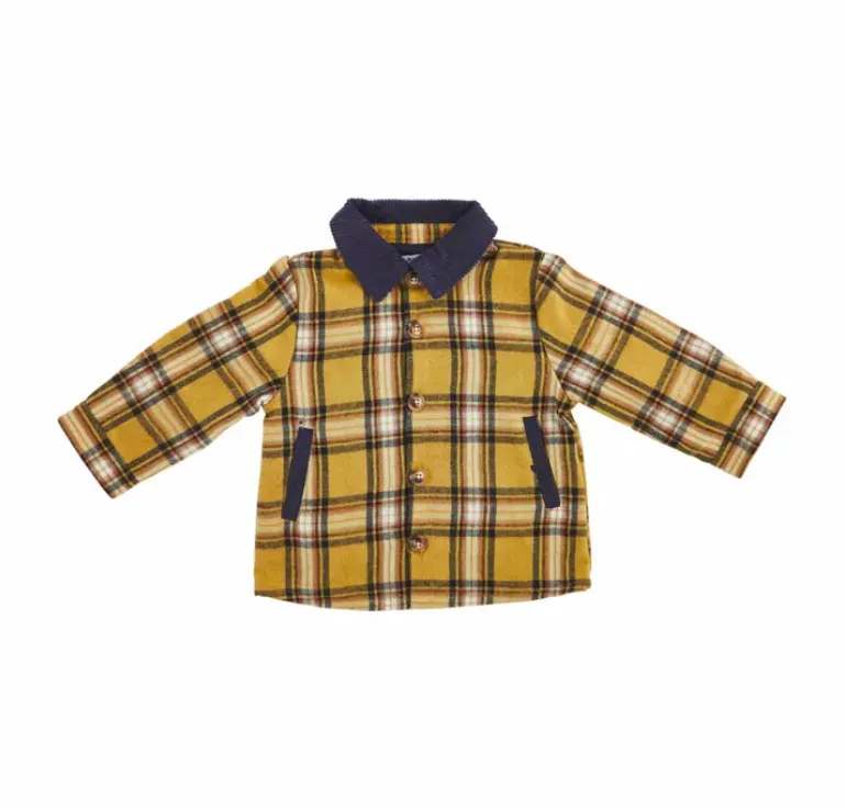 Mudpie Mustard Plaid Toddler Shacket