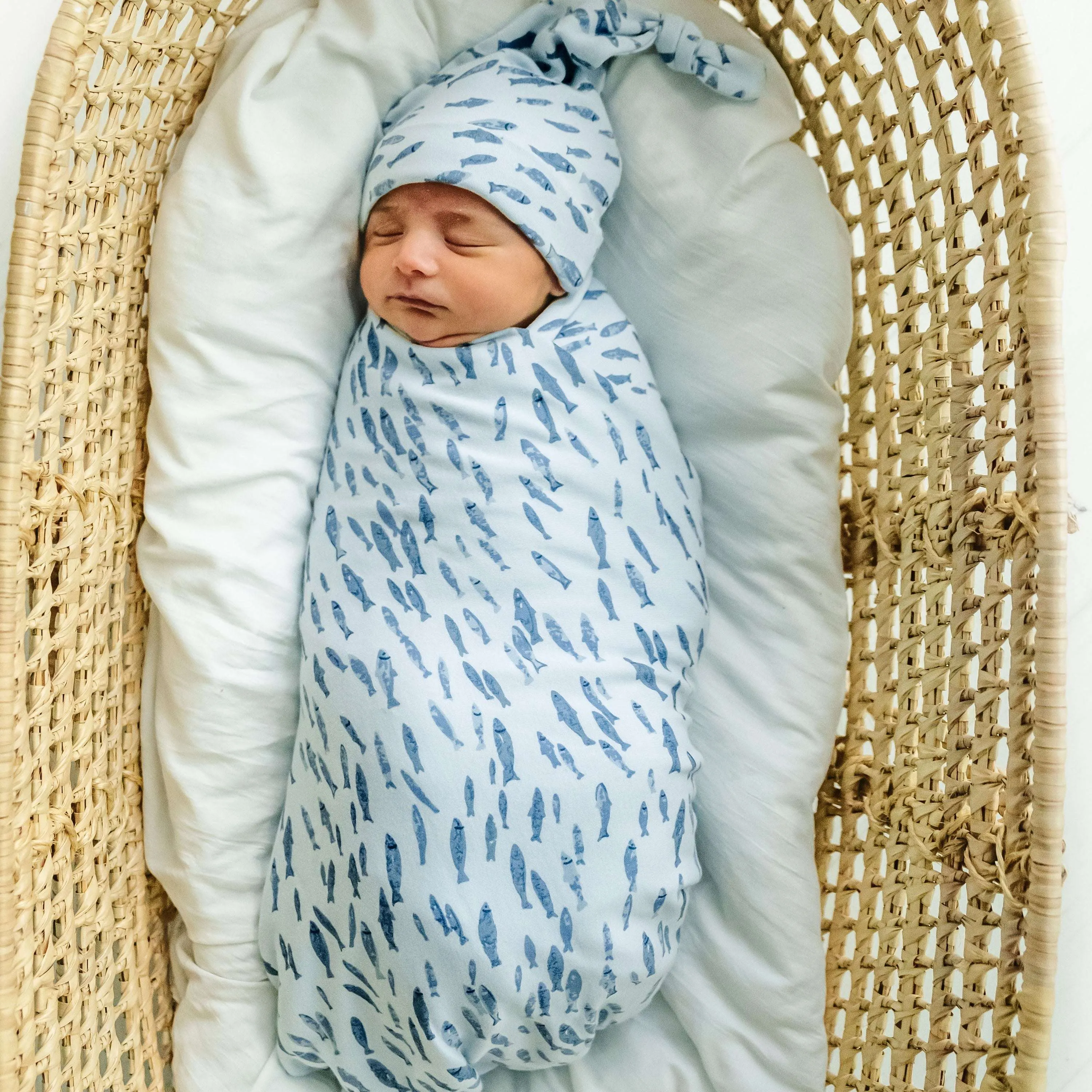 Organic Baby Swaddle & Hat | Minnow