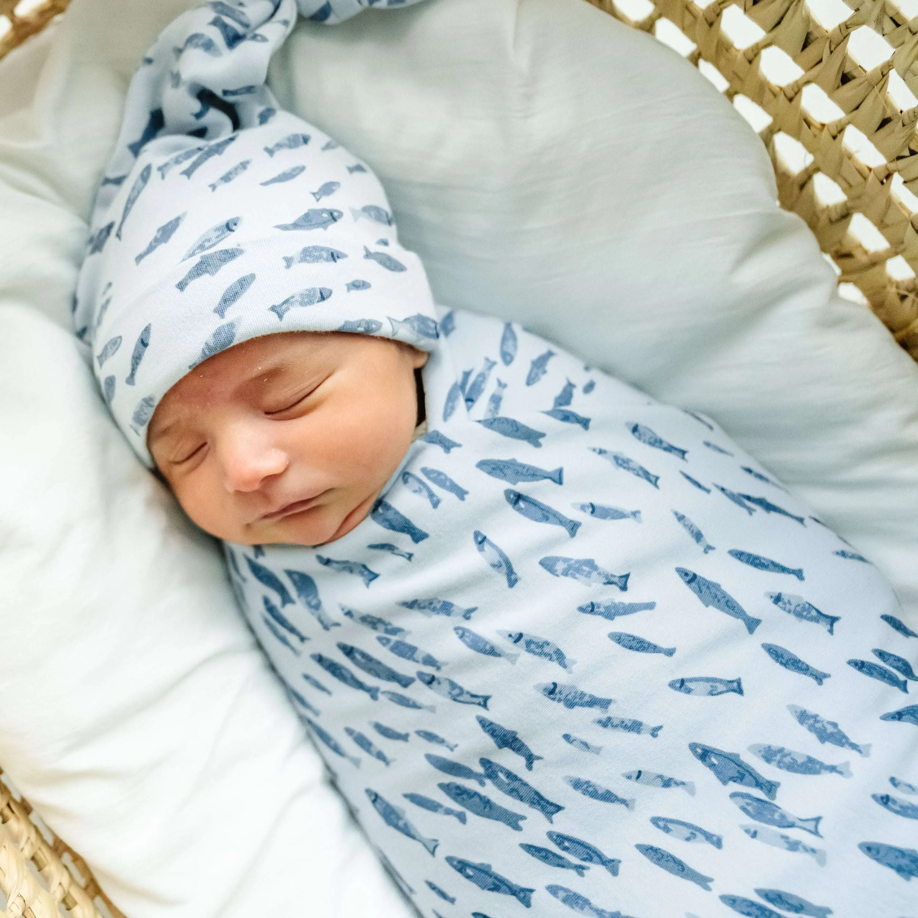 Organic Baby Swaddle & Hat | Minnow