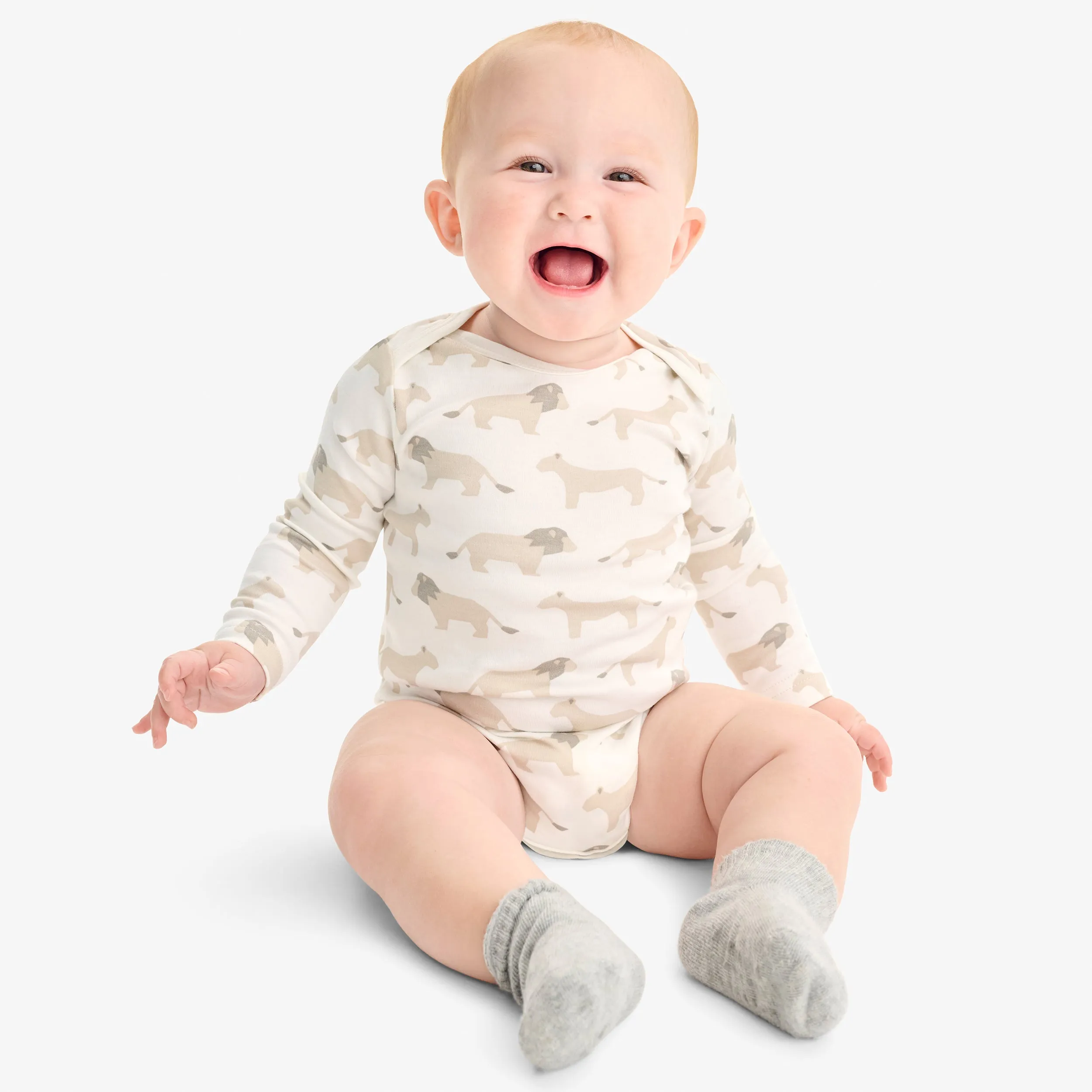 Organic long sleeve babysuit in animal friends