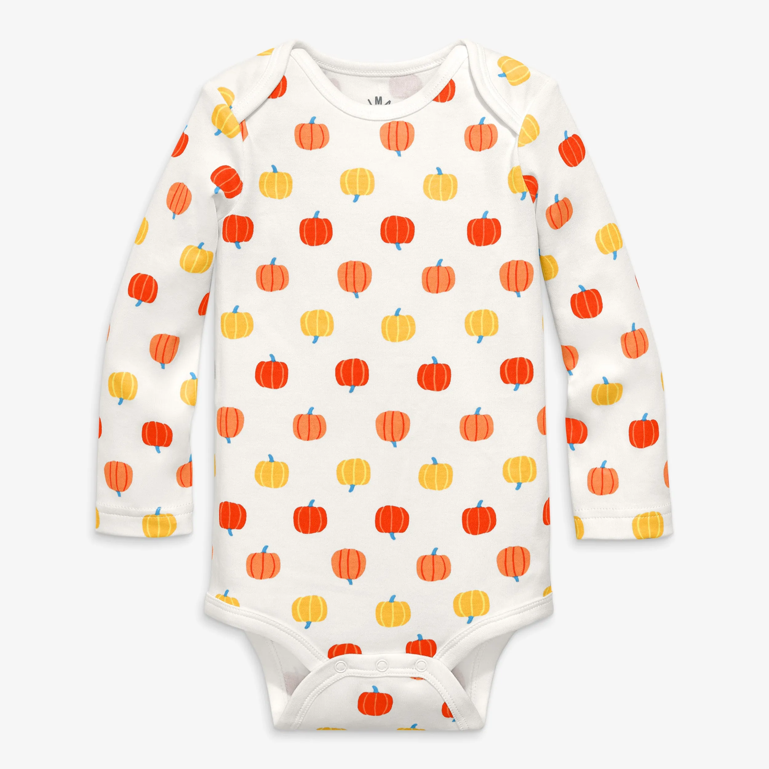 Organic long sleeve babysuit in candy pumpkins