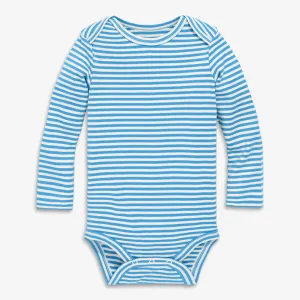 Organic long sleeve babysuit in stripe