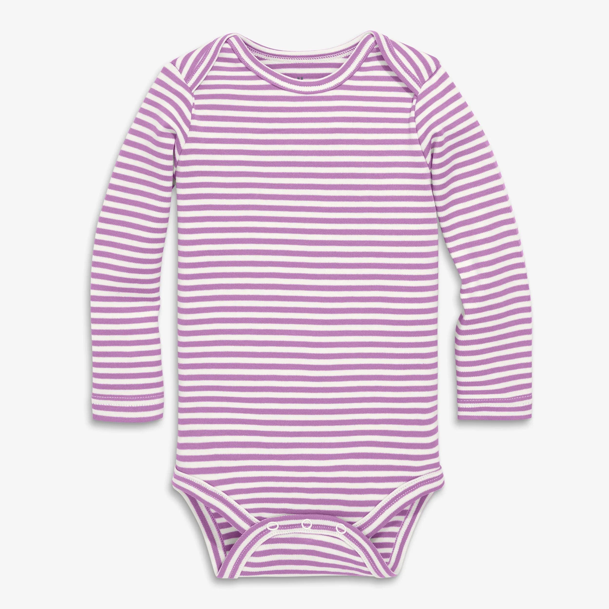 Organic long sleeve babysuit in stripe