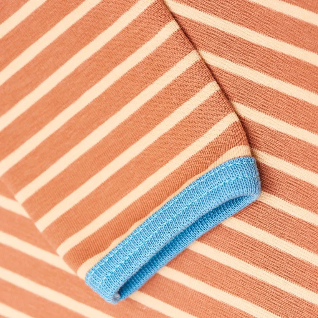 Organic longsleeve baby top "Stripes Caramel" - 95% organic cotton, 5% elasthane