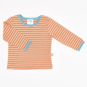 Organic longsleeve baby top "Stripes Caramel" - 95% organic cotton, 5% elasthane