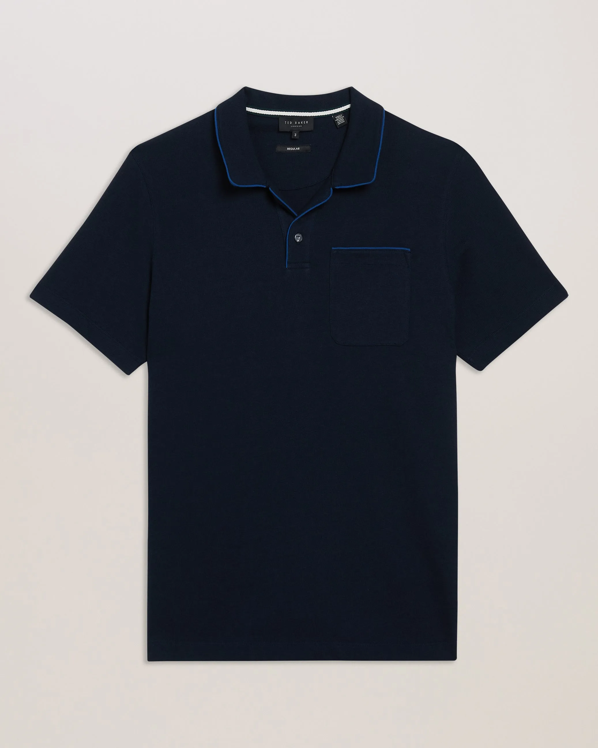 Paisel Ss Regular Open Collar Polo Navy