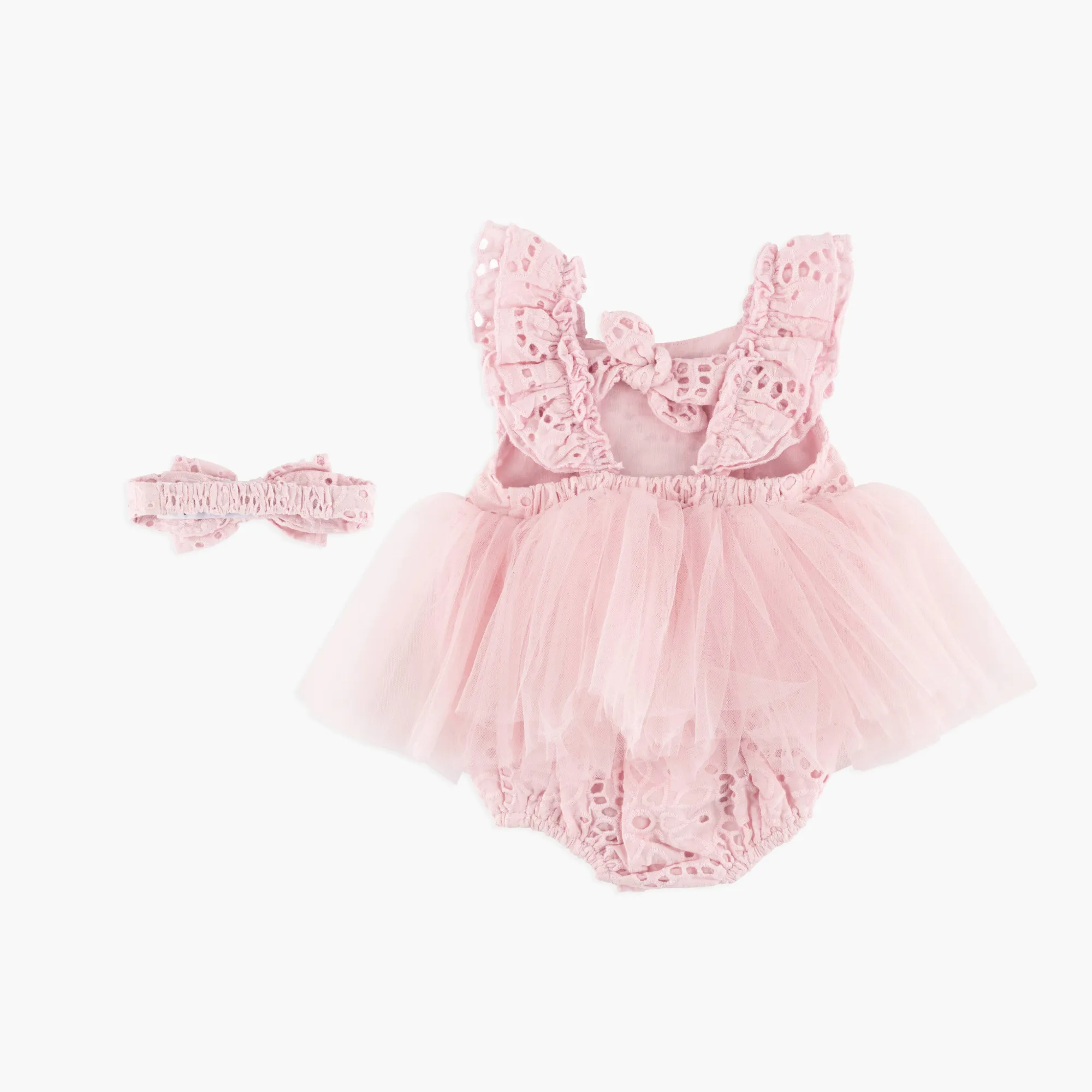 Pink Eyelet Romper & Headband Set