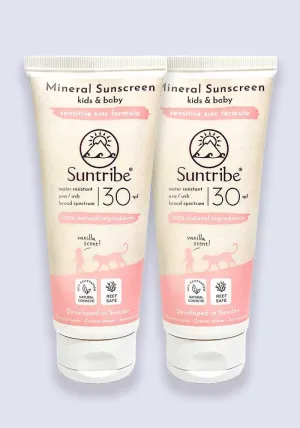 Suntribe Baby & Kids Natural Mineral Sunscreen Lotion SPF 30 100ml - 2 Pack Saver