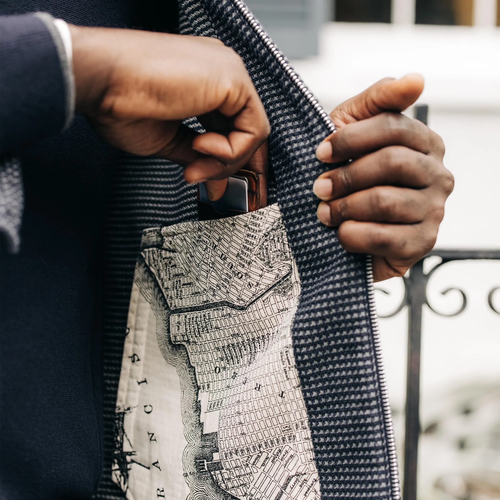 The Cavern Jacket in Navy Dobby Grid