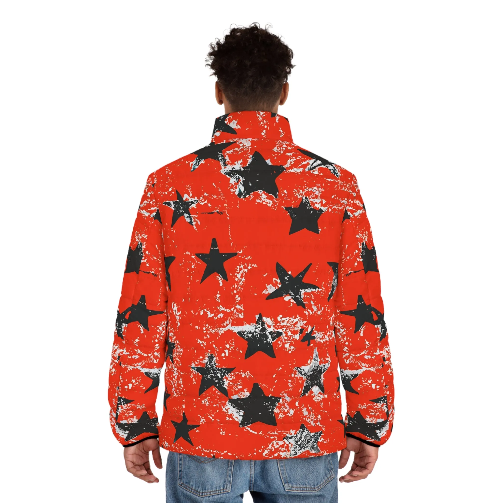 Vampire Art Grunge Red Black Stars Men's Puffer Jacket