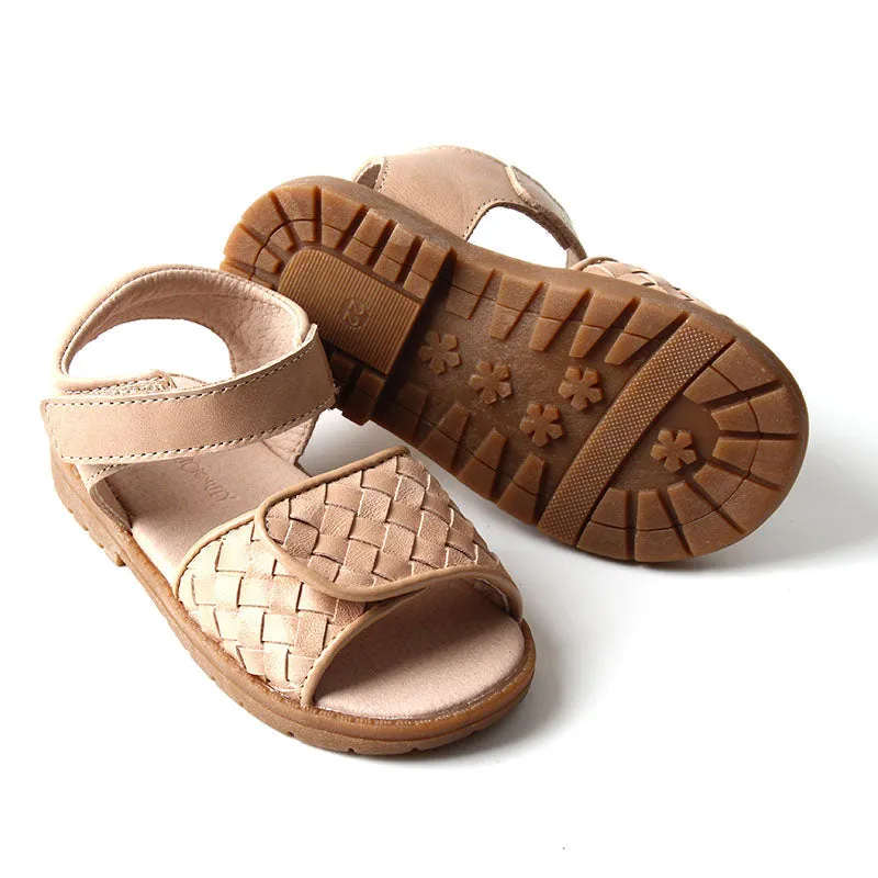 Woven Hard Sole Sandal Stone